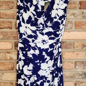 Lauren Ralph Lauren Blue and White Floral Midi Dress